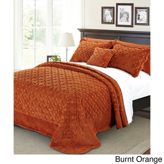 Coverlet - Ruffled Matte Satin 4 Piece Queen Taupe Quilted