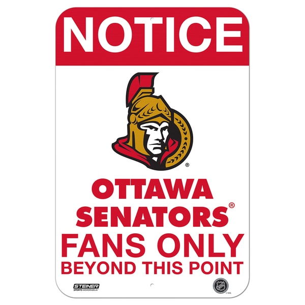 Ottawa Senators Fans Only 8x12 Aluminum Sign