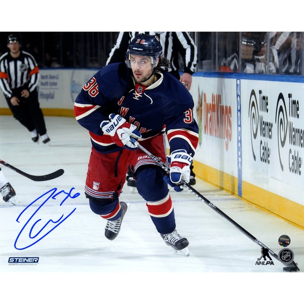 Mats Zuccarello Signed skates with the puck in Heritage Jersey 8x10