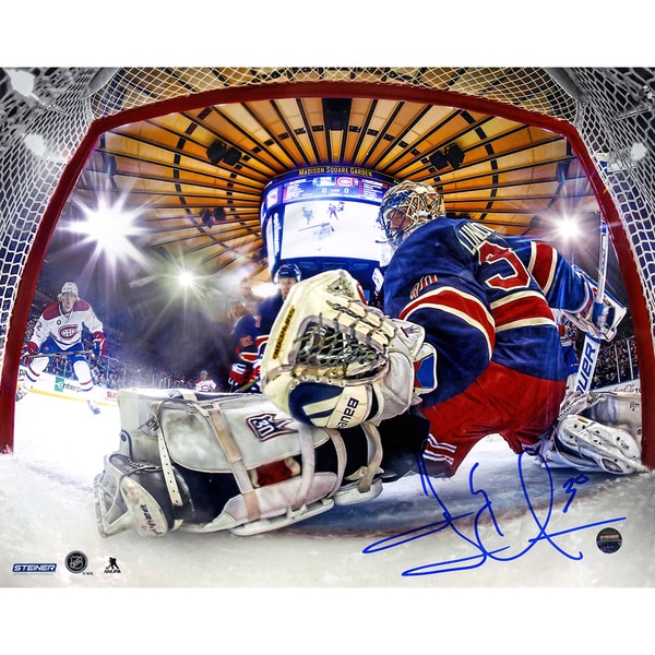 Henrik Lundqvist Signed Glove Save In Net View 8x10 Metallic Photo
