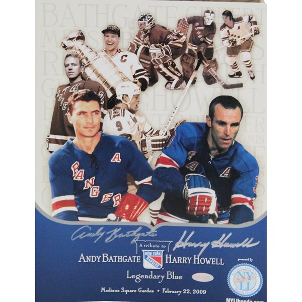 Harry Howell & Andy Bathgate Dual Signed Tribute Timeline 13"x9.5" Pamphlet