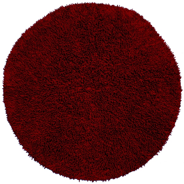 Burgundy Shagadelic Chenille Twist Round Shag Rug (2' x 2') Free
