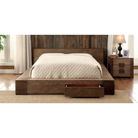 Carbon Loft Olive Rustic 2-piece Natural Storage Bed and Nightstand Stand