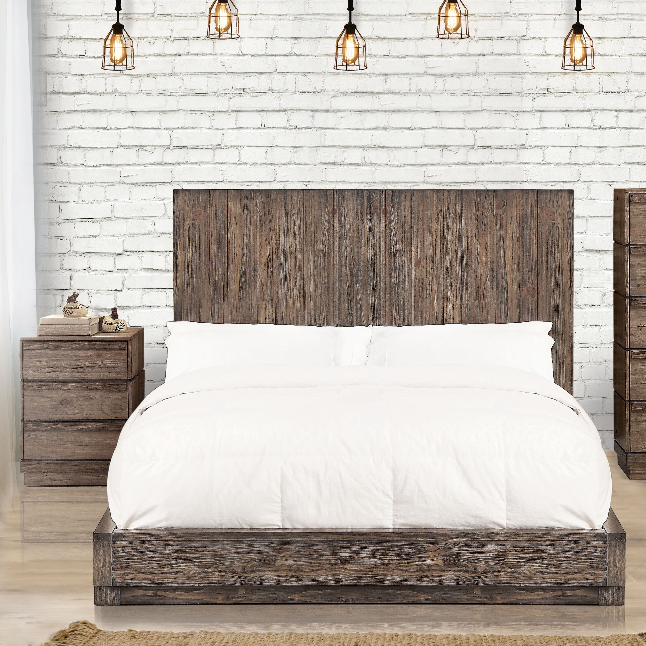 Shop Strick Bolton Kazuo Rustic 2 Piece Low Profile Bed And Nightstand Set Overstock 22802082