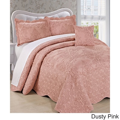 pink damask print bedding
