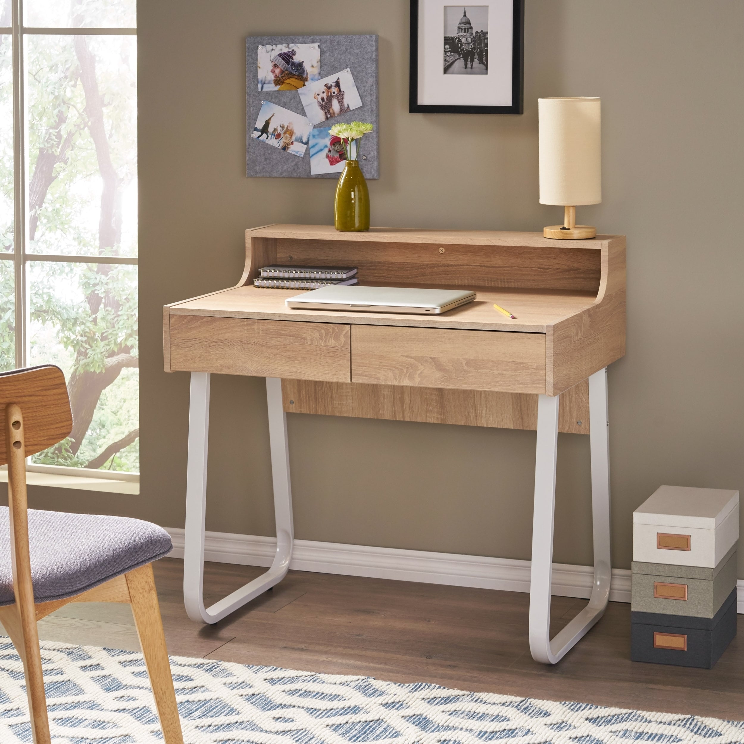 Shop Seanan Wood Computer Desk With Drawers By Christopher Knight