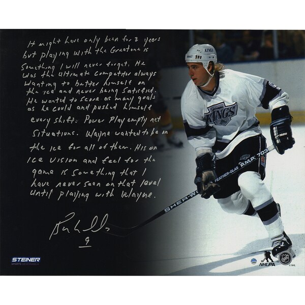 Bernie Nicholls Signed "Playing with Wayne" 16x20 Story Photo