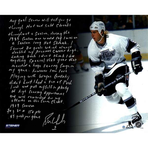 Bernie Nicholls Signed "1988-1989 Season" 16x20 Story Photo
