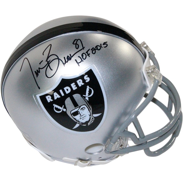 Tim Brown Signed Oakland Raiders Mini Helmet w/ "HOF 2015" Insc.