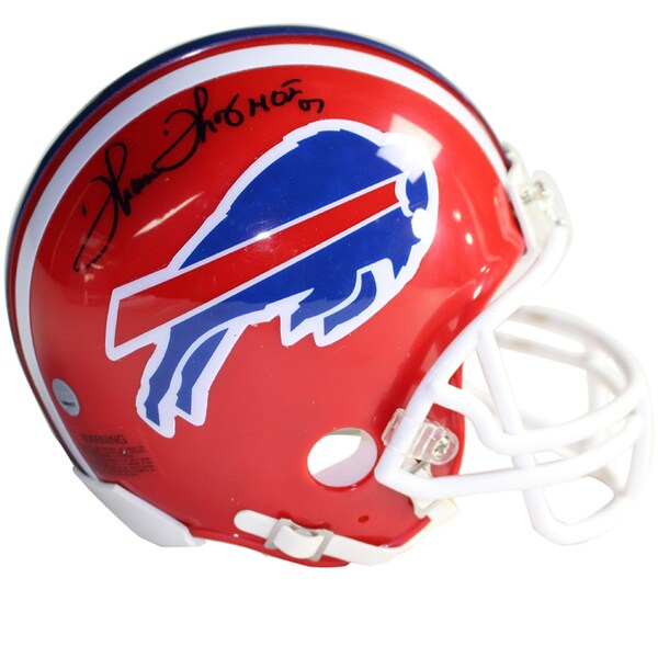 Thurman Thomas Signed Red Bills Mini Helmet w/ HOF 07 insc