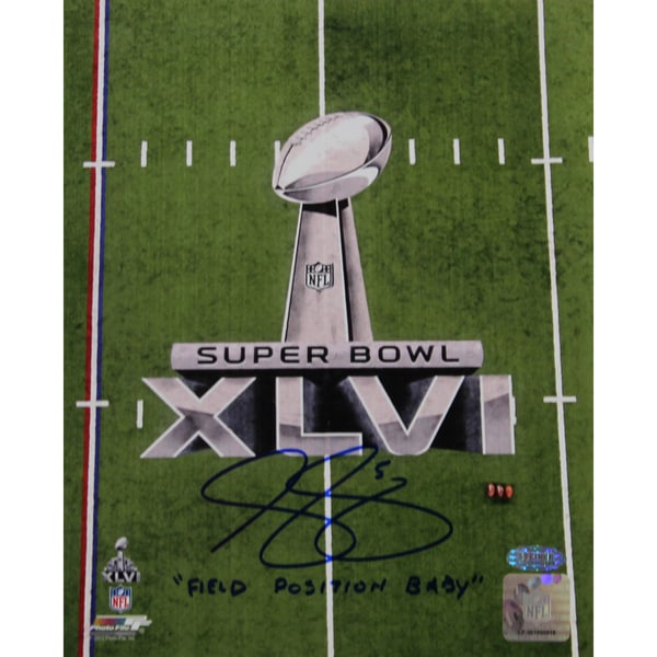 Steve Weatherford SB XLVI Logo Vertical 8x10 Photo w/ "Field Position Baby" Insc.