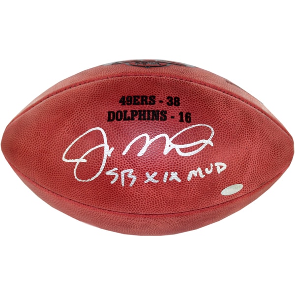Joe Montana Signed Super Bowl XIX Football w/“SB XIX MVP” insc & final score Engraved