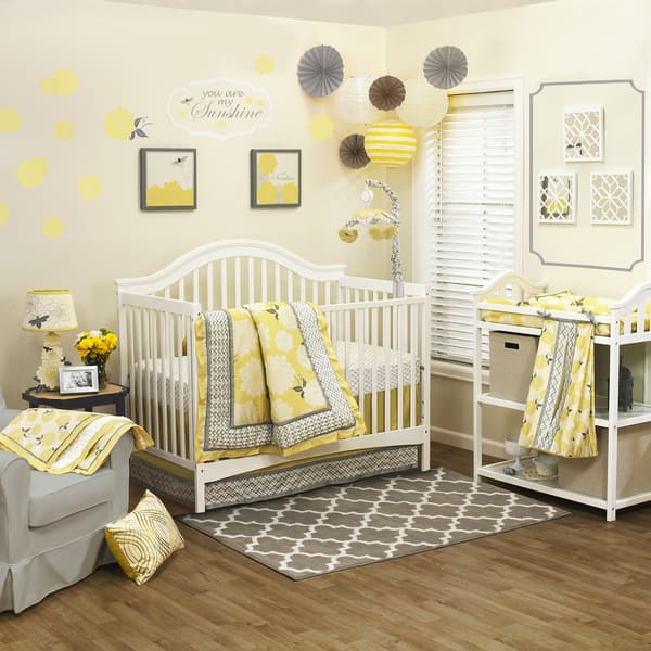 slide 1 of 1, The Peanut Shell Girls' 'Stella' 4-piece Crib Bedding Set