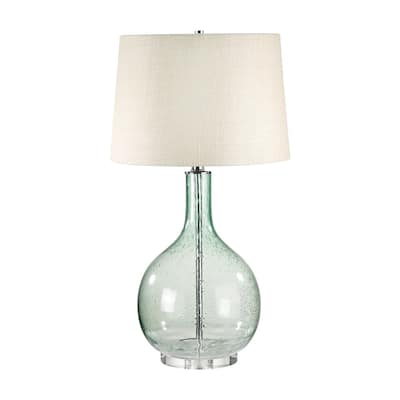 Elk Home Glass Green With Off White Burlap Shade 1 Light Table Lamp