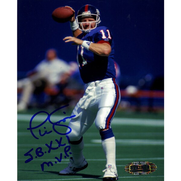 Phil Simms 4x5 Passing Photo w/ "SB XXI MVP" insc