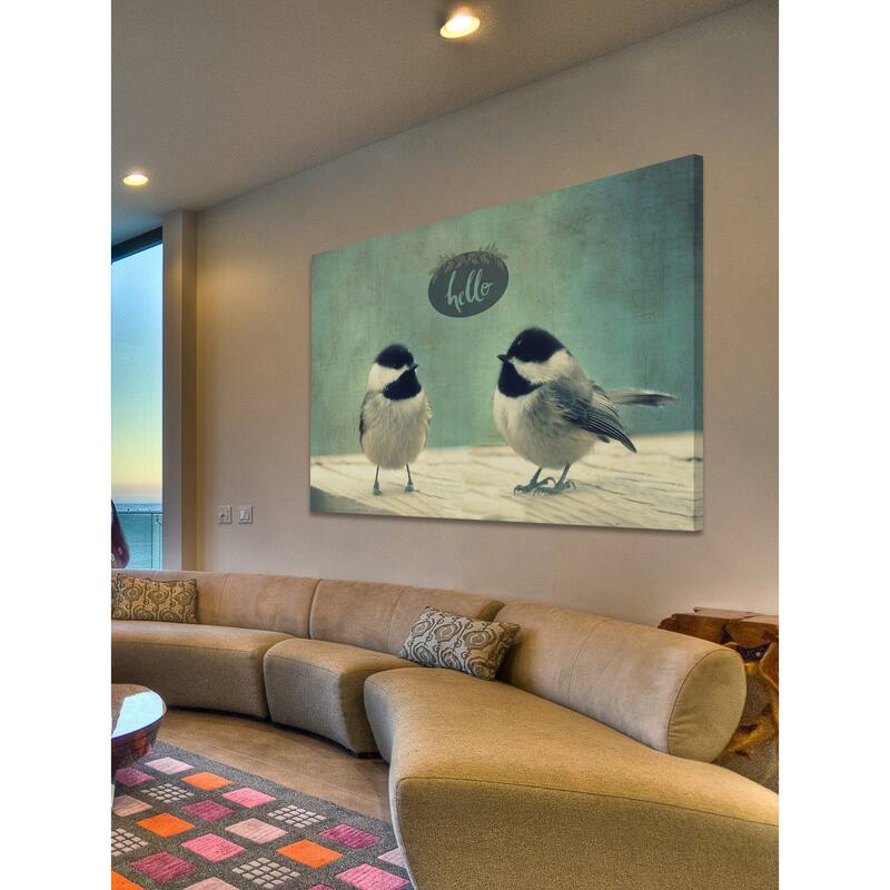 Marmont Hill - 'Hello Birds 2' by Robert Dickinson Painting Print on Canvas - Multi-Color