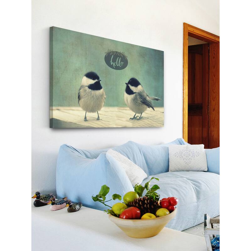 Marmont Hill - 'Hello Birds 2' by Robert Dickinson Painting Print on Canvas - Multi-Color