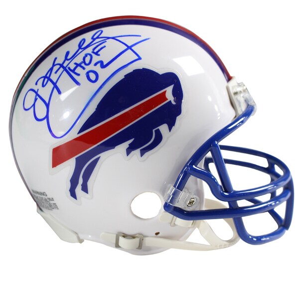 Jim Kelly Signed Buffalo Bills White Mini Helmet w/ "HOF" Insc.