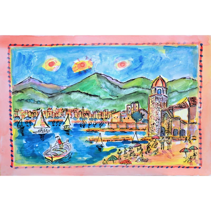 Marmont Hill - 'Collioure France' by Michael Woodward Painting Print on Canvas - Multi-Color