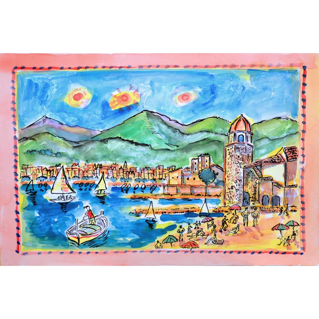 Marmont Hill - 'Collioure France' by Michael Woodward Painting Print on Canvas - Multi-Color
