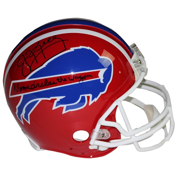 Jim Kelly Signed Buffalo Bills Red Authentic Helmet w/ "No One Circles the Wagons..." Insc.