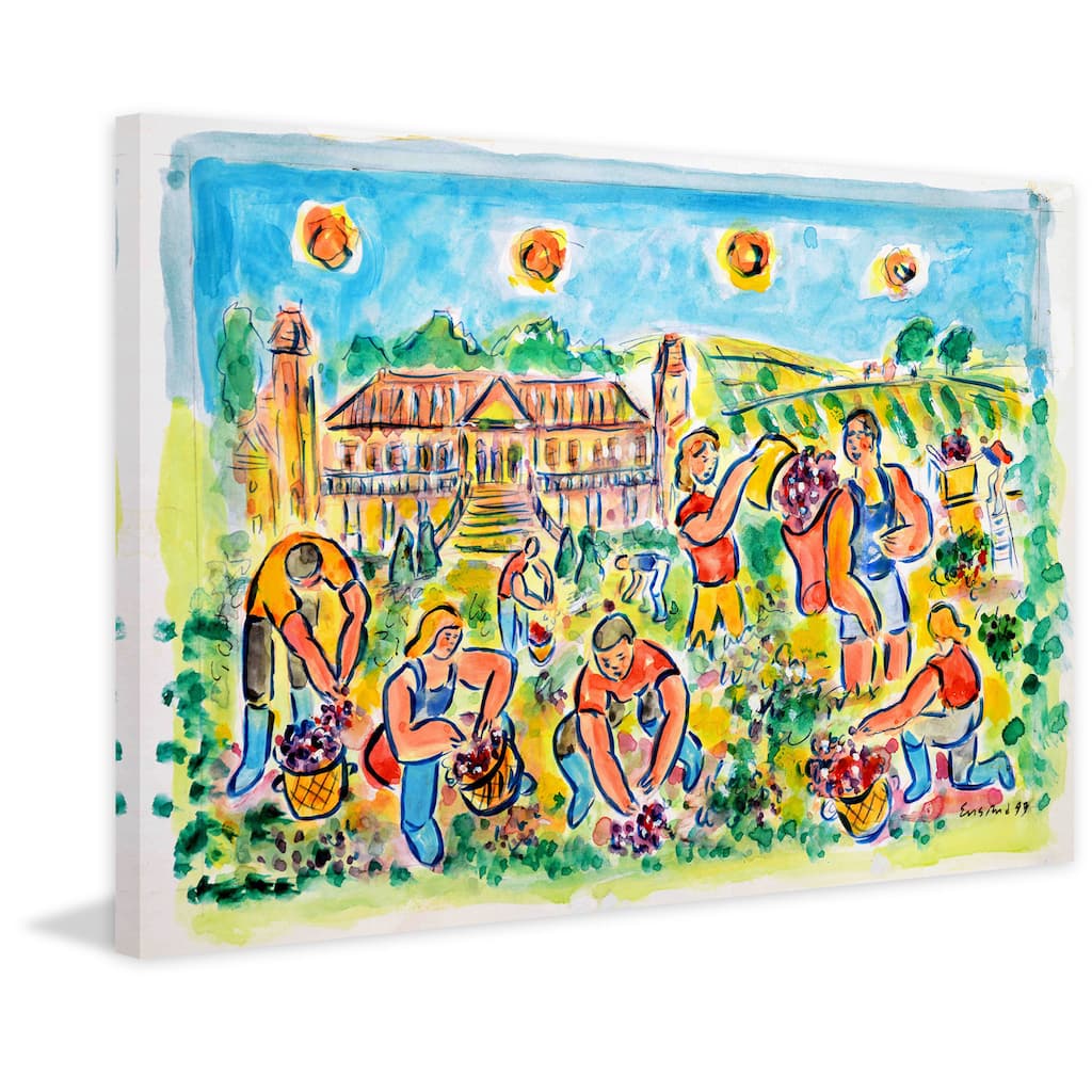 Marmont Hill - 'Autumn Harvest at Chateau Magnol' by Michael Woodward Painting Print on Canvas - Multi-Color