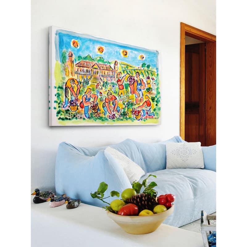 Marmont Hill - 'Autumn Harvest at Chateau Magnol' by Michael Woodward Painting Print on Canvas - Multi-Color
