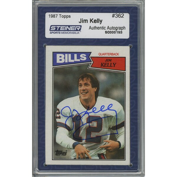 Jim Kelly Signed 1987 Topps Rookie Card (Slabbed by Steiner)