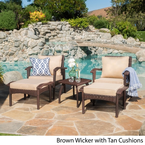 Honolulu Outdoor 5-piece Wicker Seating Set with Cushions by ... Honolulu Outdoor 5-piece Wicker Seating Set with Cushions by ...