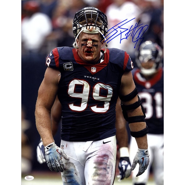 J.J. Watt Signed Houston Texans Bloody 16x20 Photo