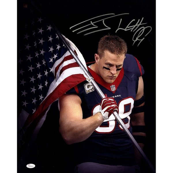 J.J. Watt Signed Houston Texans American Flag 16x20 Photo