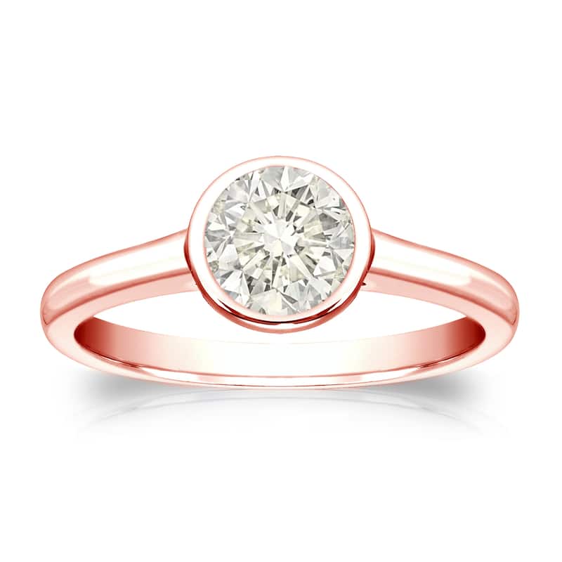 Auriya 14k Gold 1/2ctw Bezel-set Solitaire Diamond Engagement Ring (J-K, I1-I2)