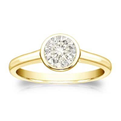 Auriya 14k Gold 1/2ctw Bezel-set Solitaire Diamond Engagement Ring (J-K, I1-I2)