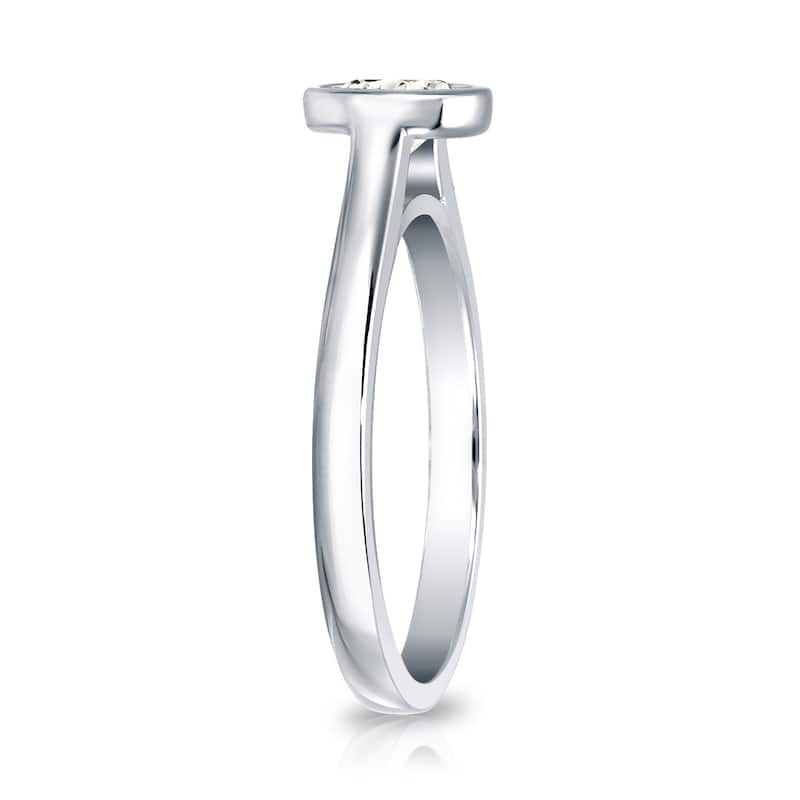 Auriya 14k Gold 1/2ctw Bezel-set Solitaire Diamond Engagement Ring (J-K, I1-I2)