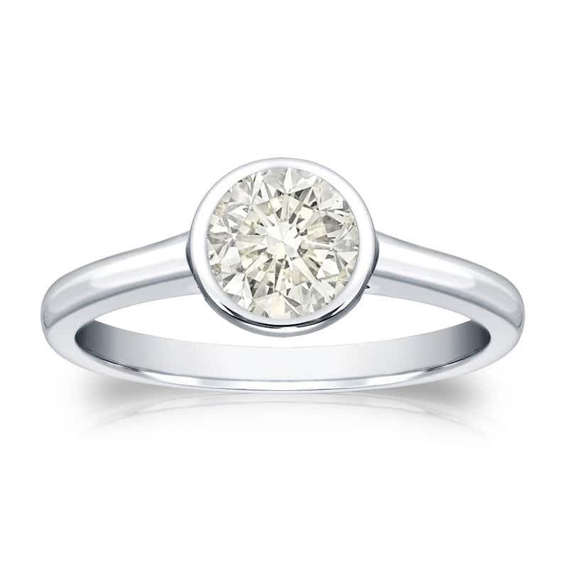 Auriya 14k Gold 1/2ctw Bezel-set Solitaire Diamond Engagement Ring (J-K, I1-I2)