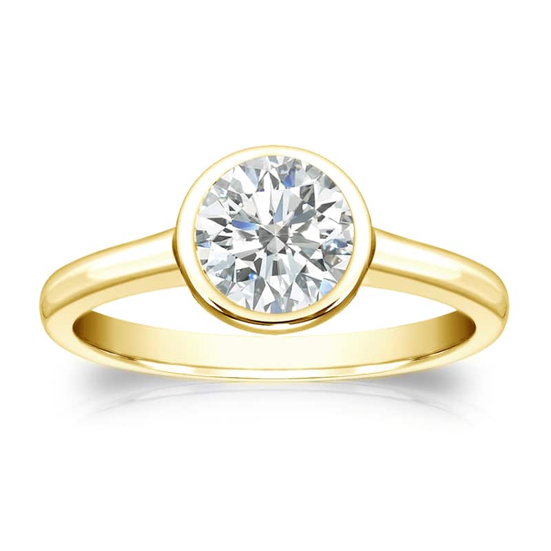 Auriya 14k Gold 3/4 carat TW Bezel-set Solitaire Diamond Engagement Ring