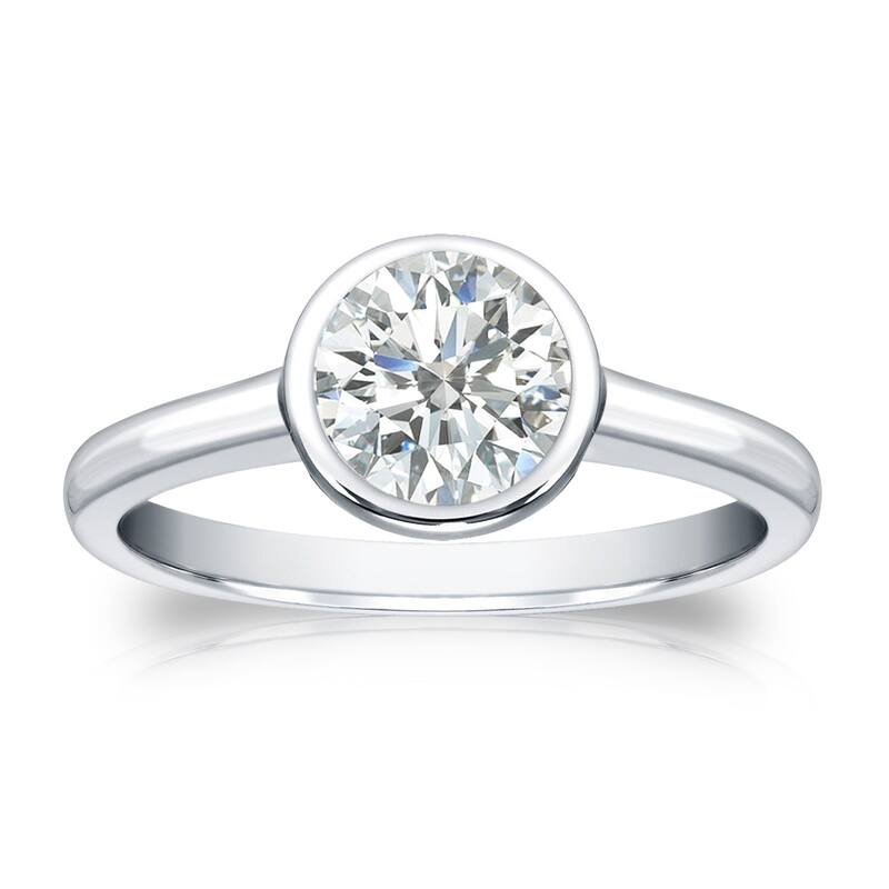 Auriya 14k Gold 3/4 carat TW Bezel-set Solitaire Diamond Engagement Ring - 4 - White