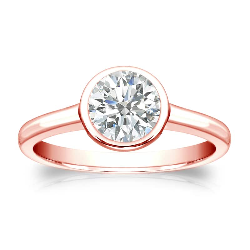 Auriya 14k Gold 3/4 carat TW Bezel-set Solitaire Diamond Engagement Ring