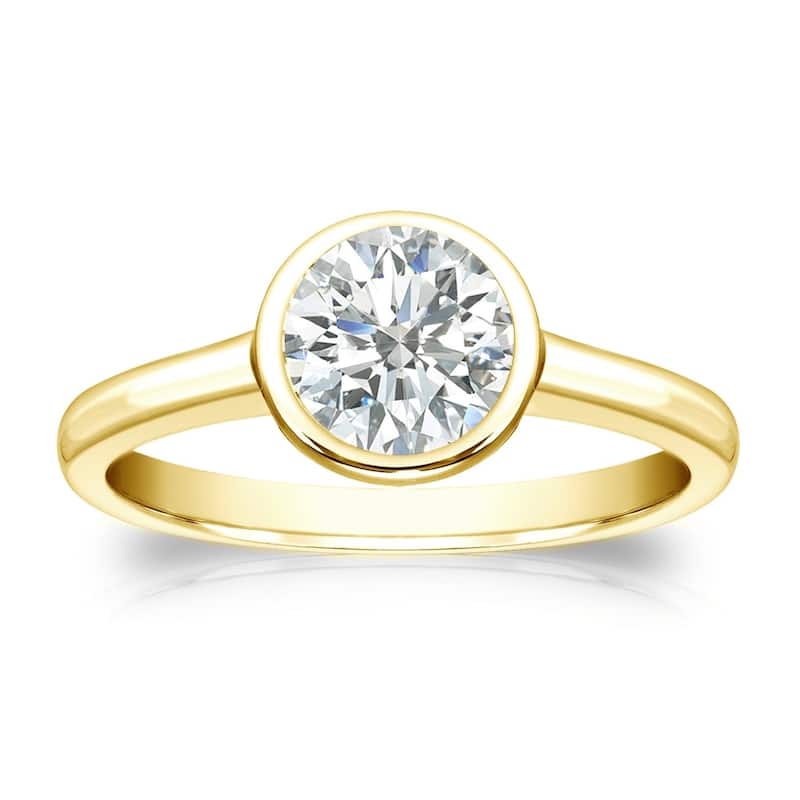 Auriya 14k Gold 3/4 carat TW Bezel-set Solitaire Diamond Engagement Ring - 4 - Yellow