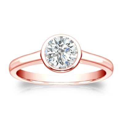 Auriya 14k Gold 1/2 carat TW Bezel-set Solitaire Diamond Engagement Ring