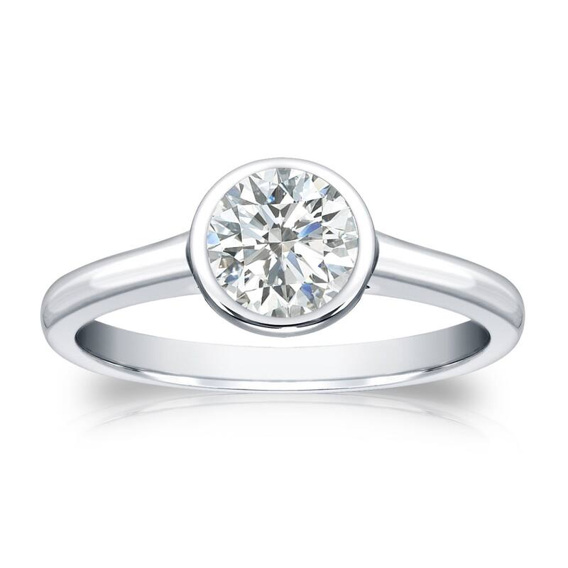 Auriya 14k Gold 1/2 carat TW Bezel-set Solitaire Diamond Engagement Ring - 10 - White