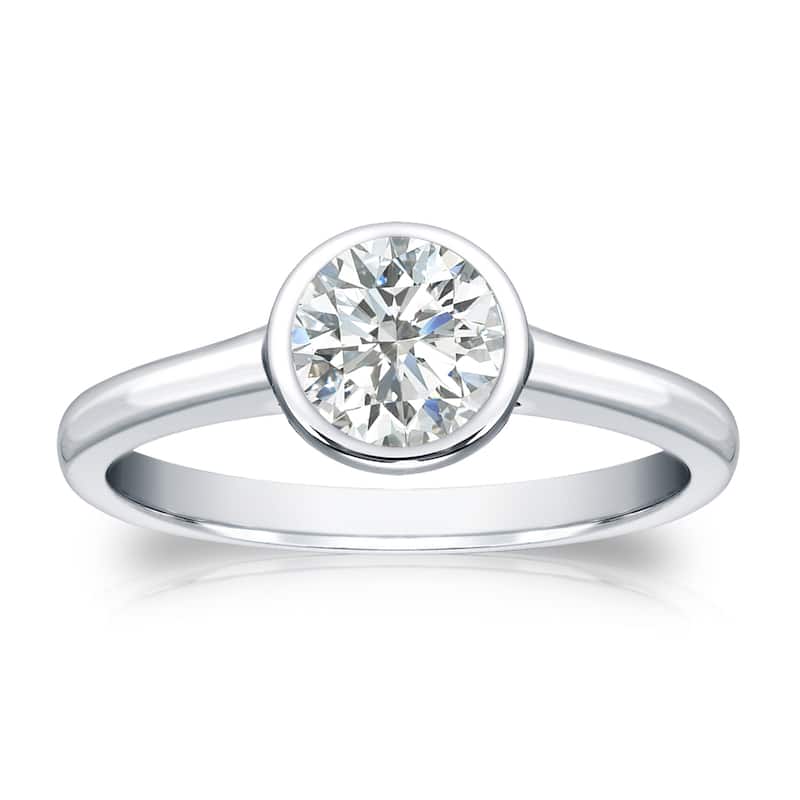 Auriya 14k Gold 1/2 carat TW Bezel-set Solitaire Diamond Engagement Ring - 4 - White