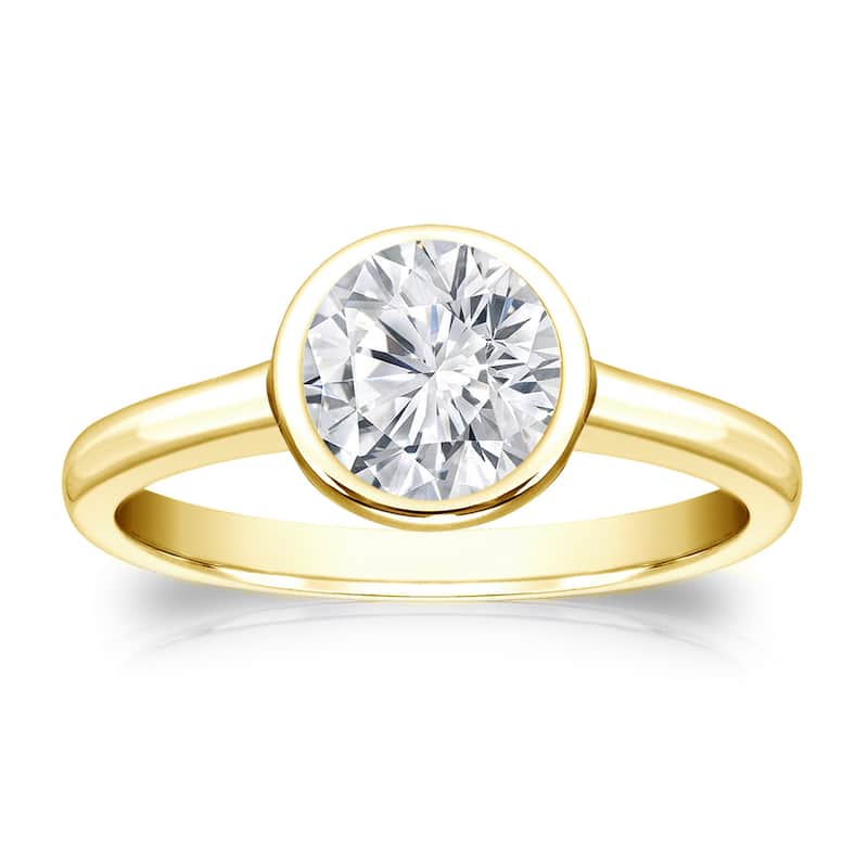 Auriya 14k Gold 1ctw Bezel-set Solitaire Diamond Engagement Ring (H-I, VS1-VS2)