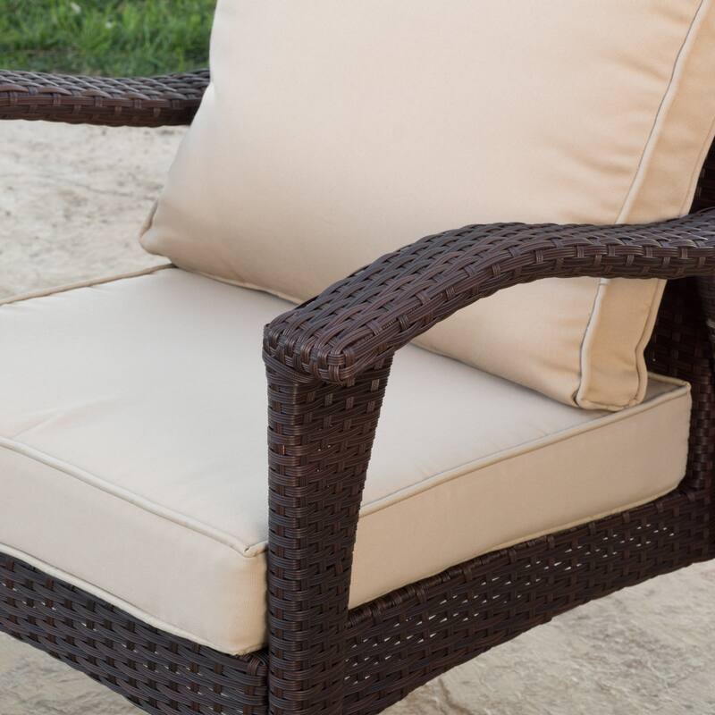 Honolulu Outdoor 3-piece Wicker Chat Set with Cushions by Christopher Knight Home