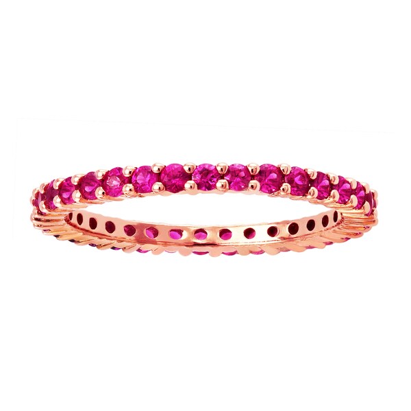 Shop 10k Rose Gold 9/10ct Natural Pink Sapphire Stackable Eternity Band ...
