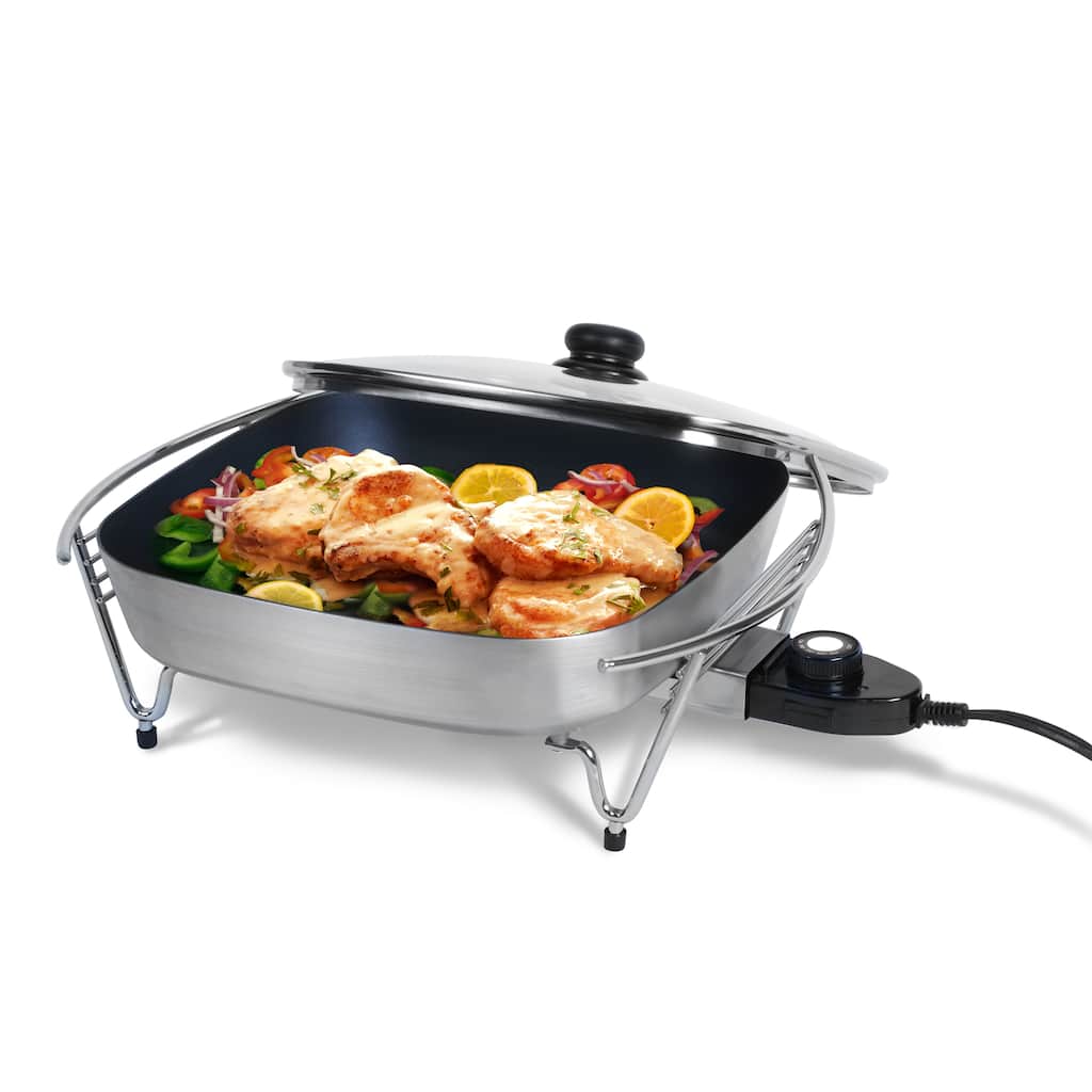 12-inch Aluminum Non-Stick Electric Skillet - Silver