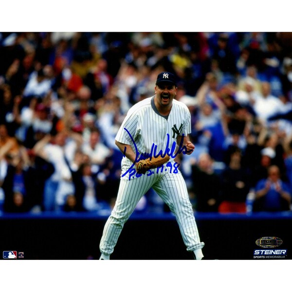 David Wells Signed Fist Pump 8x10 Photo w/ "P.G. 5.17.98" insc.