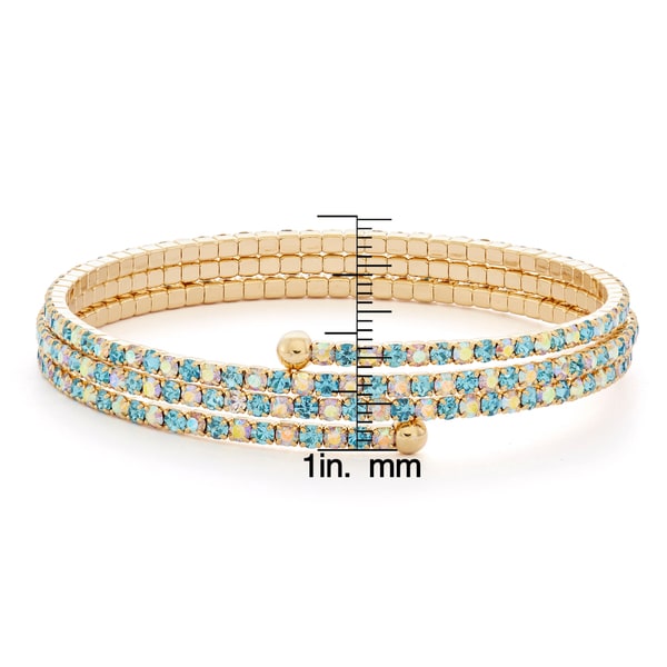 Isla Simone - 14 Karat Gold Plated Gradient Crystal 3-Row Flex Bangle. Opens flyout.
