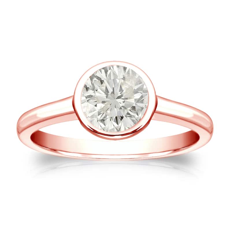 Auriya 14k Gold 3/4ctw Bezel-set Solitaire Diamond Engagement Ring (J-K, SI1-SI2)