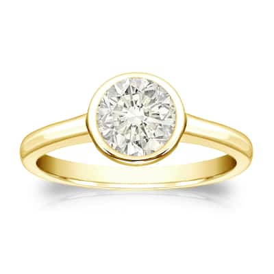 Auriya 14k Gold 3/4 carat TW Bezel-set Solitaire Diamond Engagement Ring (J-K, I1-I2)